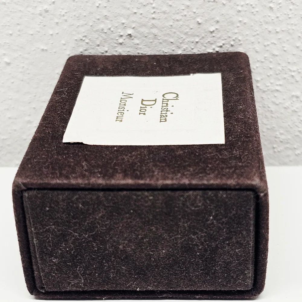 Christian Dior Monsieur Vintage Cufflinks GoldTone Ribbed Original Box And COA